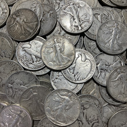 Walking Liberty SiIver Half DolIars Lot Of 5, Circulated 90% SiIver