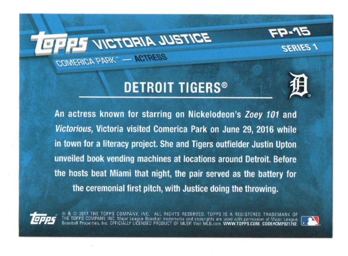 2017 Topps Victoria Justice First Pitch Detroit Tigers FP-15