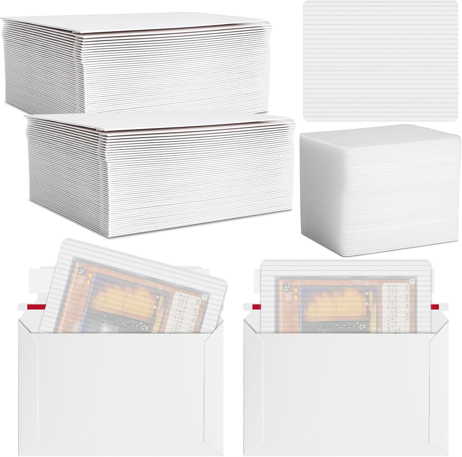 Faccito 200 Pcs Trading Card Shipping Set 4” X 6” Card Envelopes and Shipping