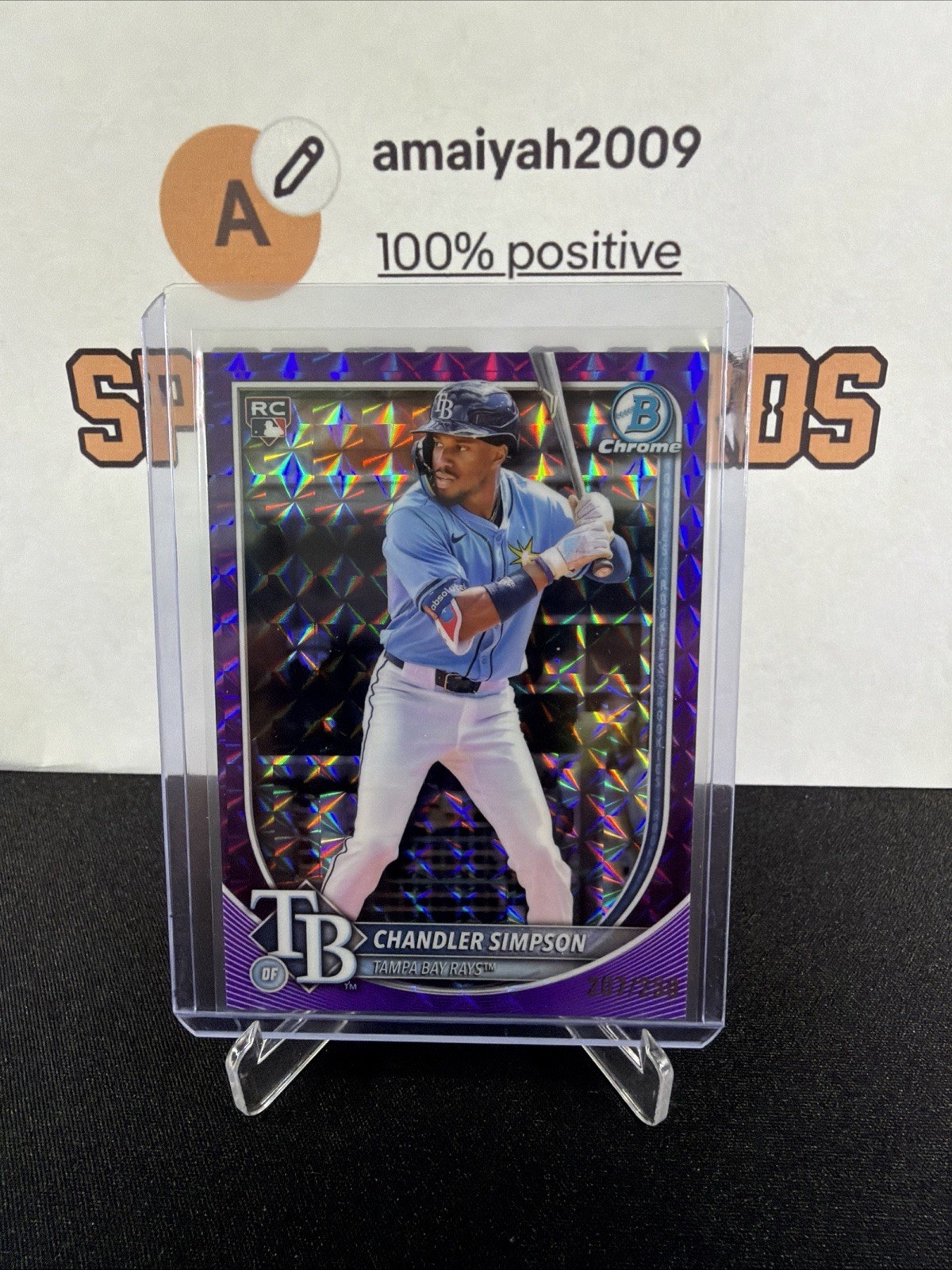 2018 Bowman Chrome CHANDLER SIMPSON #18 Purple Geometric RC /250