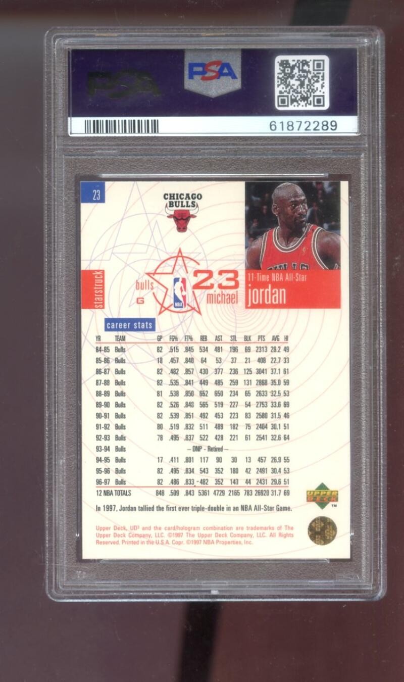 1997-98 Upper Deck UD3 #23 Michael Jordan PSA 9 Graded Card NBA Starstruck 97-98