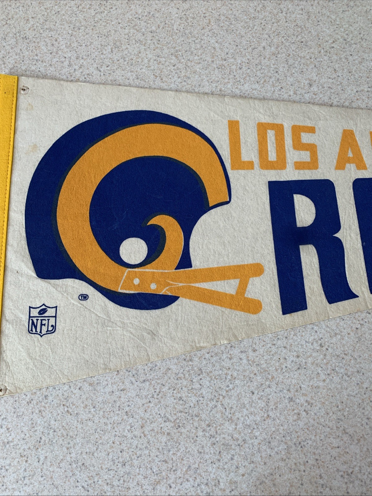 Vintage 1970’s Los Angeles Rams Pennant, Tip Cut When Bought In 80’s (see Pics)