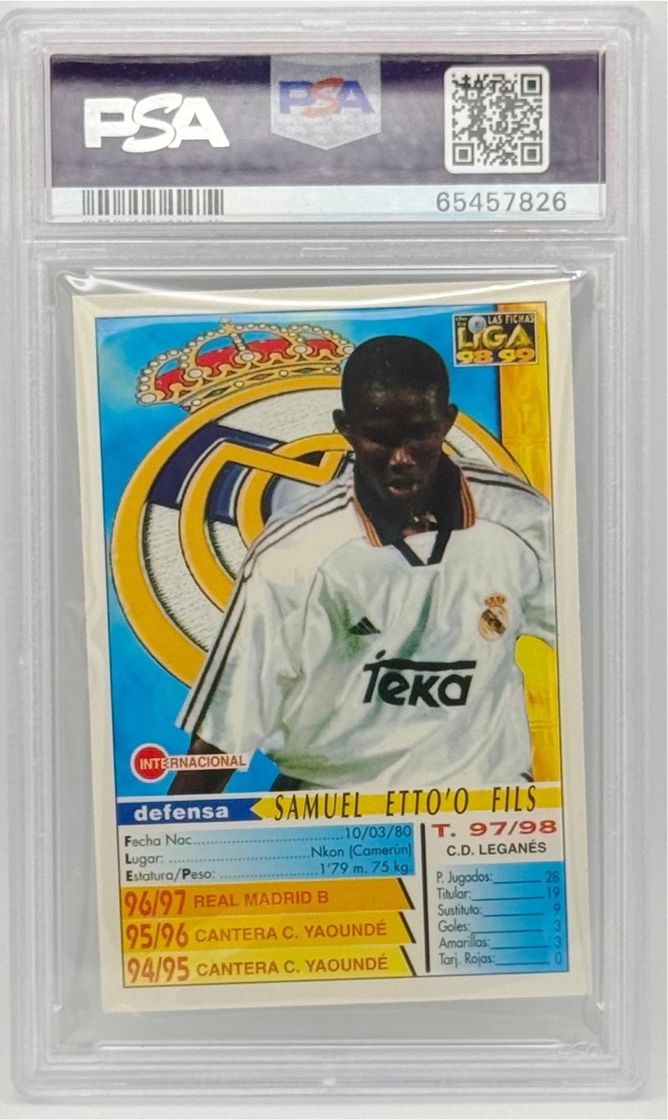 SAMUEL ETO’O – 1998 Mundircomo Las Fichas La Liga Rookie RC #484 PSA 9 **RARE**