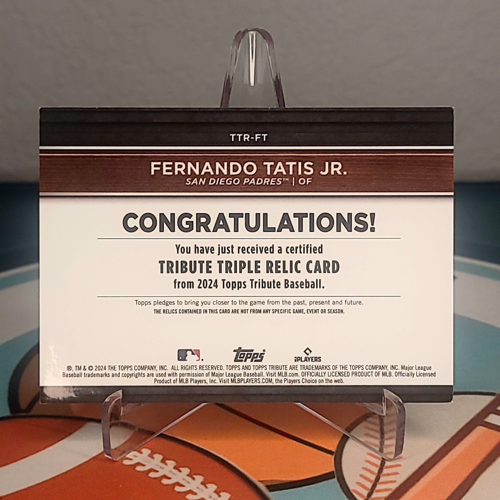 2024 Topps Tribute – Triple Relics Fernando Tatis Jr. #TTR-FT Purple /50
