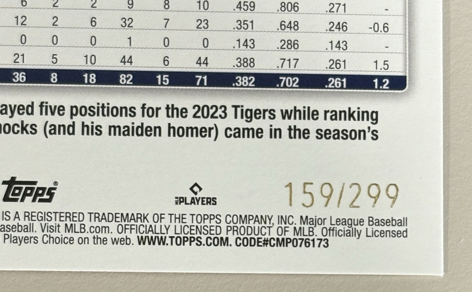 2024 Topps Series 2 Matt Vierling Detroit Tigers Orange Crackle Foil /299