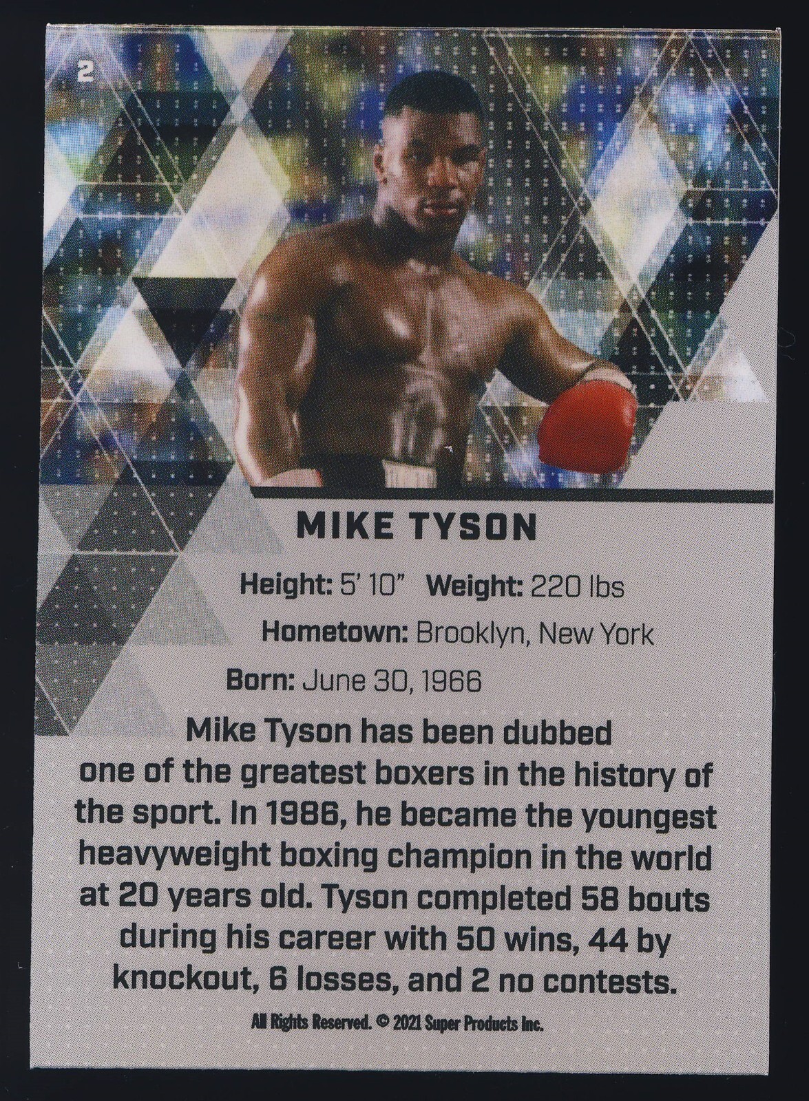 2021 The Bar Super Break Glow Mirror Refractor Parallel #52 Iron Mike Tyson /50