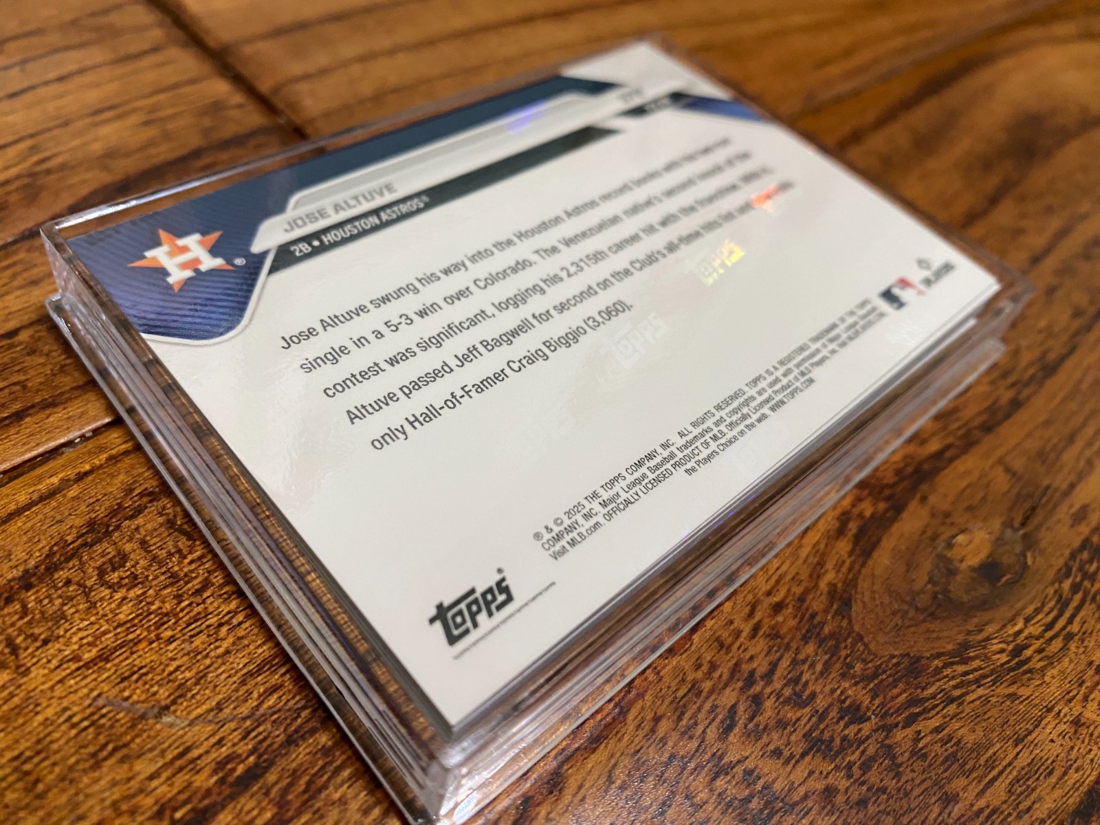Jose Altuve 2025 Topps Now #372 Astros Passes Bagwell 2nd All-Time Hits IN HAND
