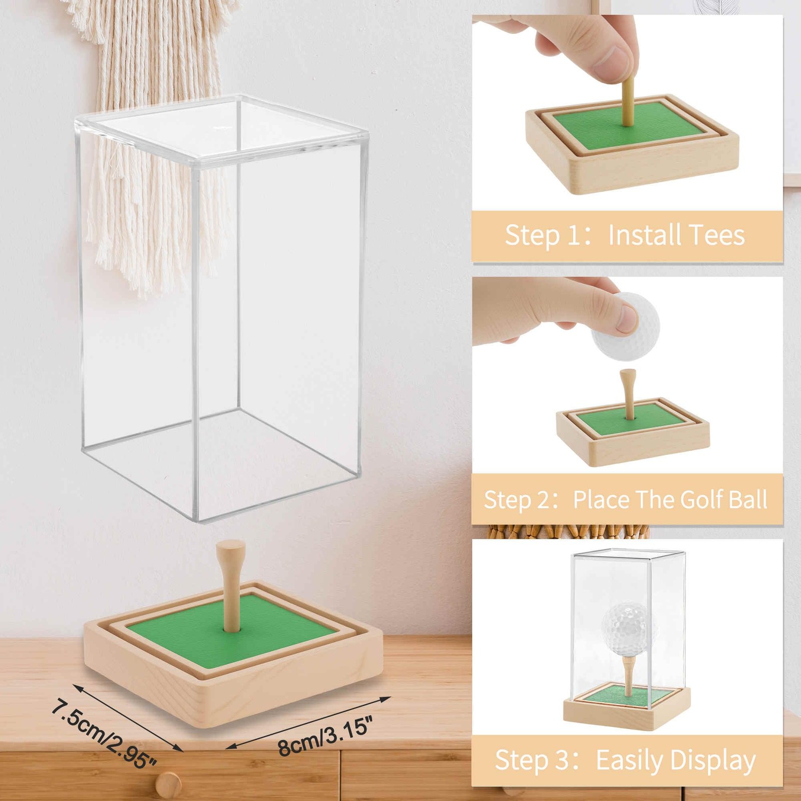 CAPASTEC Golf Ball Display Case, Elegant Hole in One Golf Ball Display Case, …