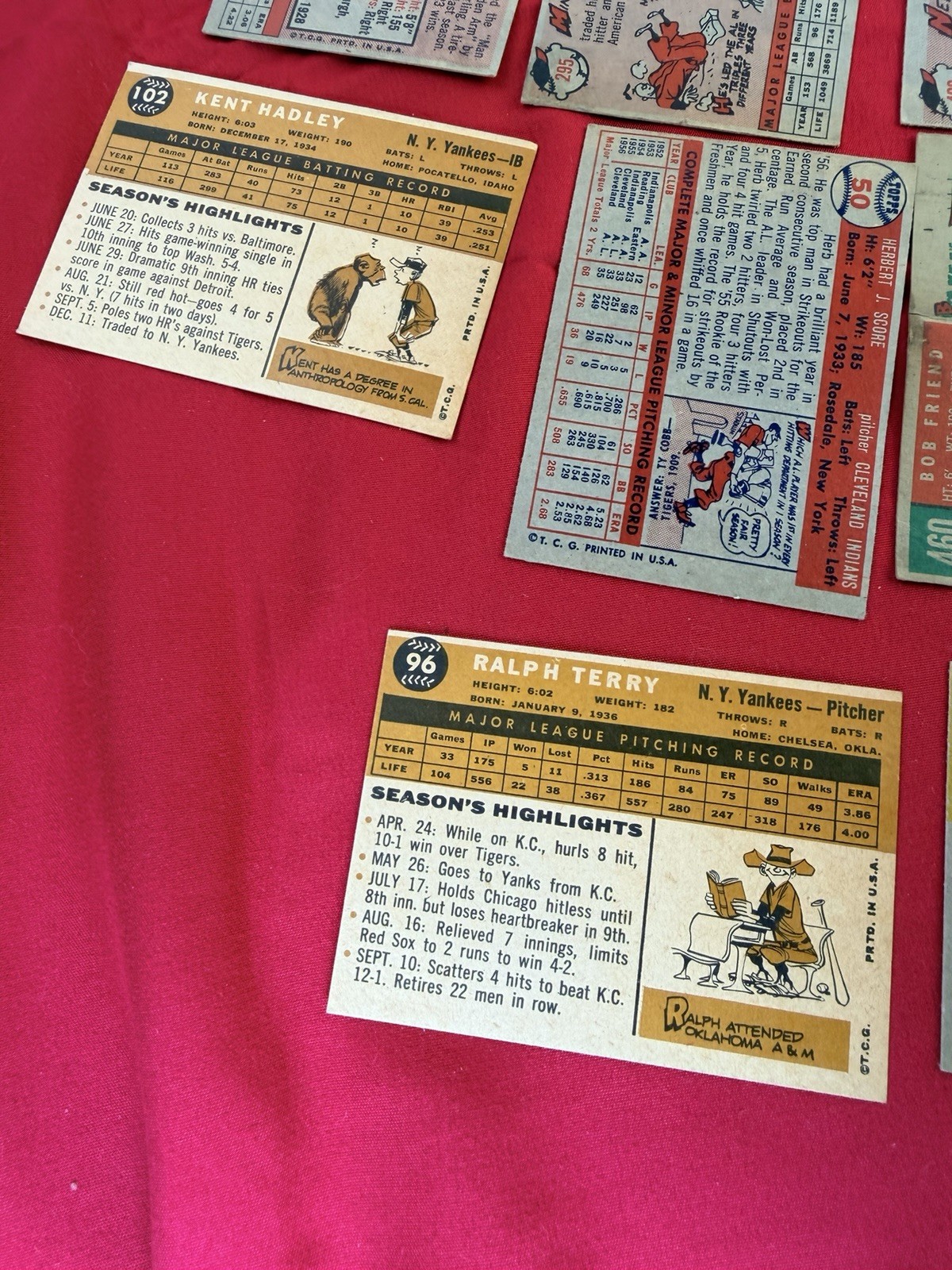 Lot of 10 1958 Topps Baseball Cards Fox Minoso Yankees Pirates #50 #74 #96