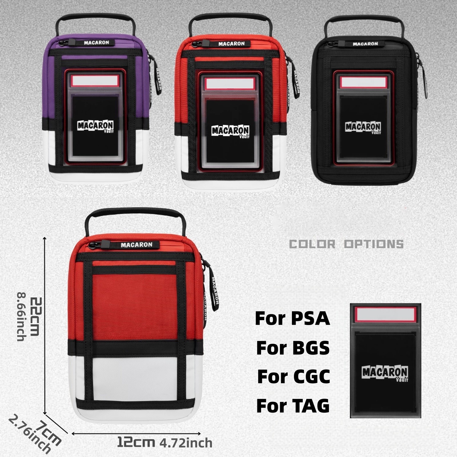 Graded Card Show Bag with Detachable Shoulder Strap Front Clear Window Display