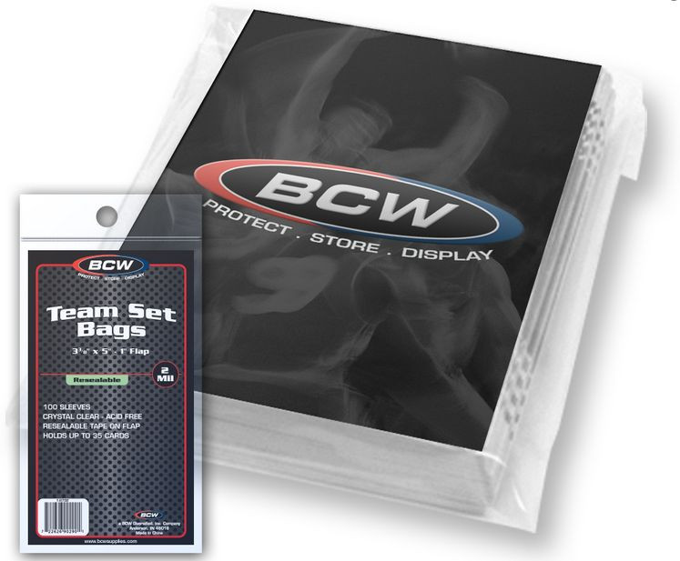 (100-Pack) BCW Resealable Team Set Bags (1 Pack) (3 3/8″ x 5″) Trading Cards