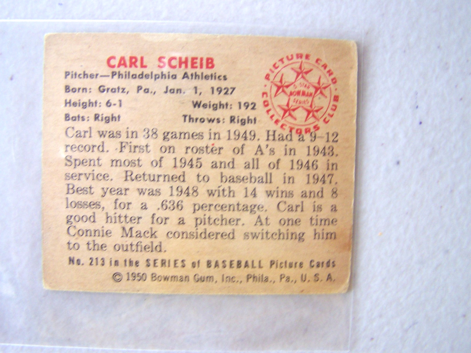 (158) G 1950 BOWMAN BASEBALL CARD LOT OF 5 DIFFERENT. SEE BELOW