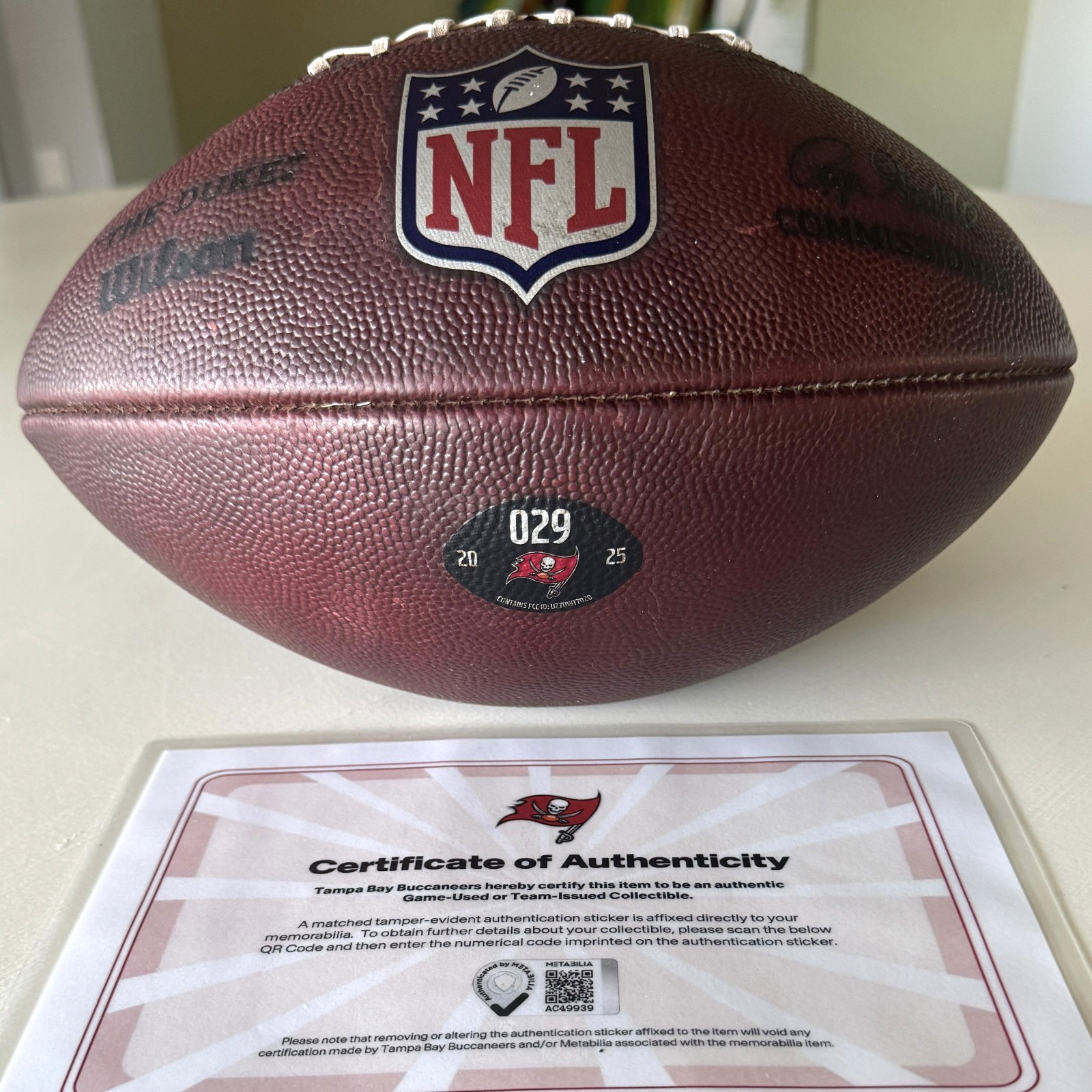 GAME USED Tampa Bay Buccaneers 11/09 + 11/16/25 NFL Football vs Patriots + Bills
