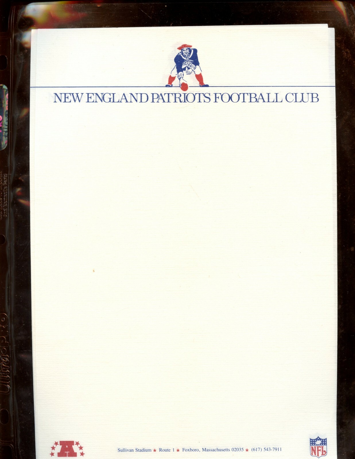 Lot of 5 NFL Football New England Patriots 7.25 x 10.5″ Letterhead Stationery