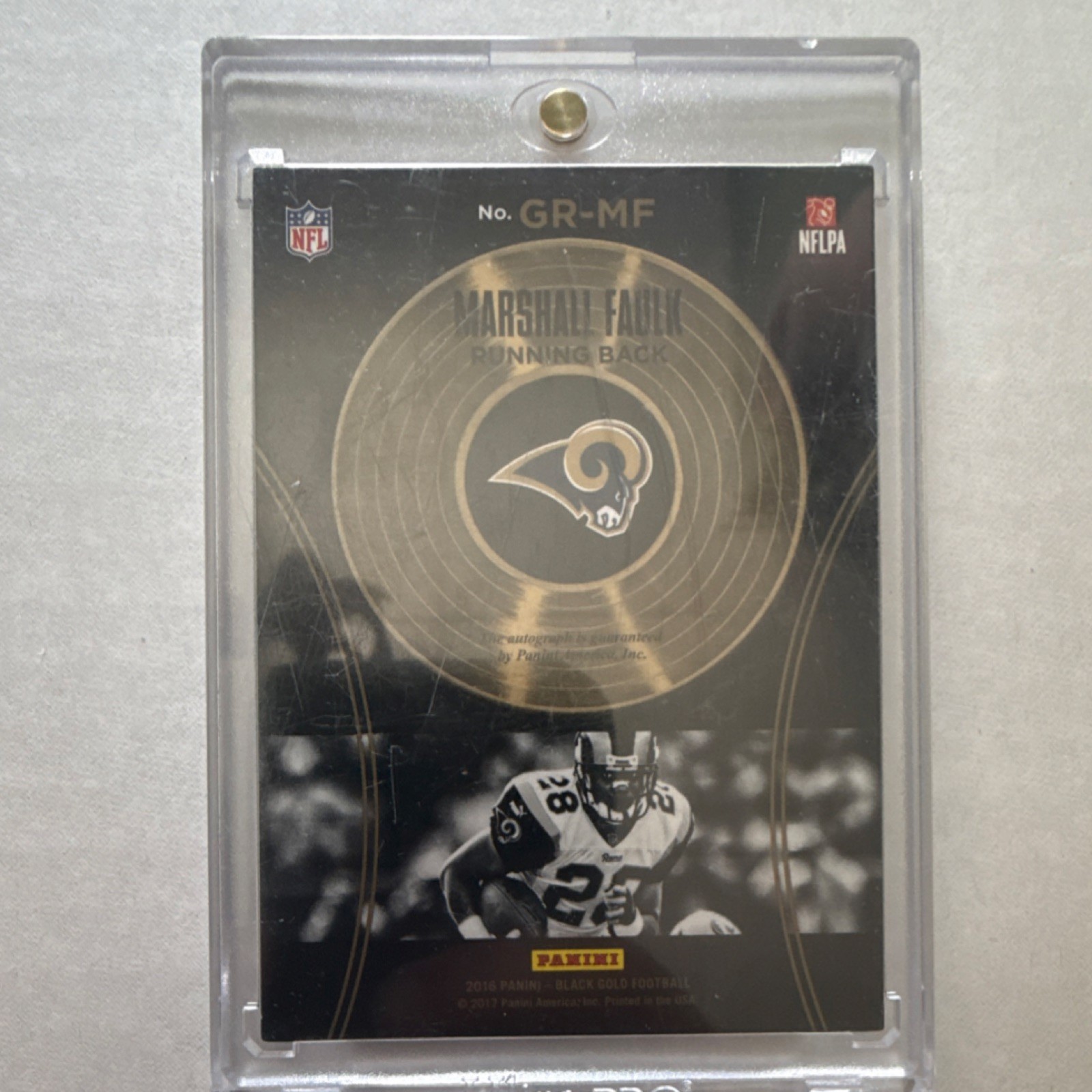 Panini 2016 Black Gold Gold Records White Gold Marshall Faulk Rams GR-MF /10