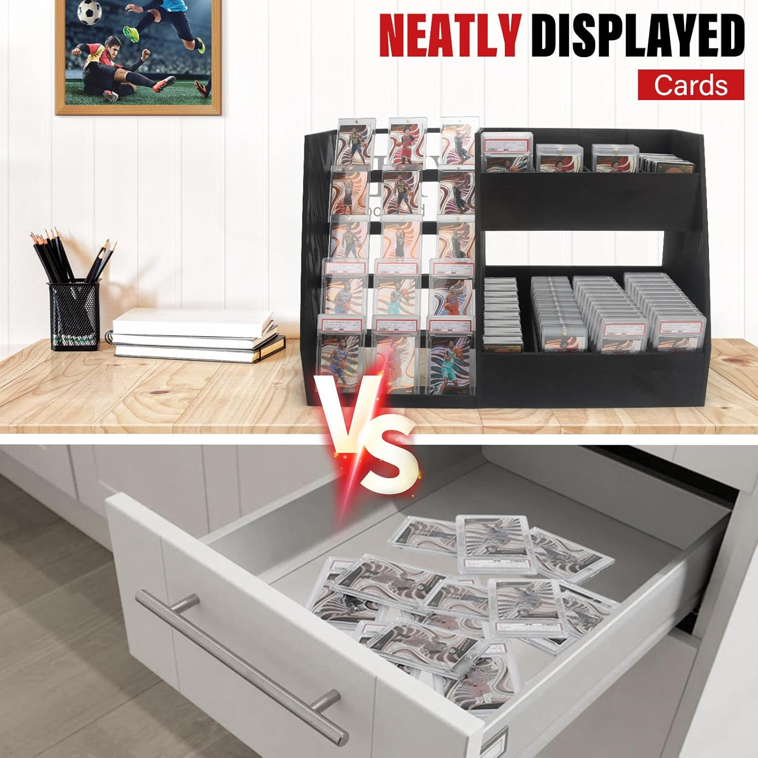 5-Tier Trading Card Display,Large Capacity Card Display Stand with 8-Row Storage