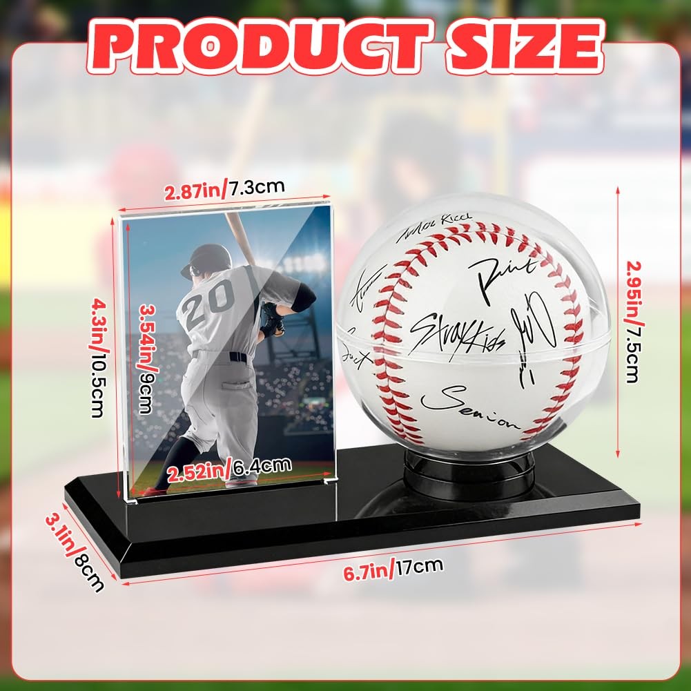 Acrylic Baseball Display Case, Dustproof Clear Base Holder for and Cards, Cen…