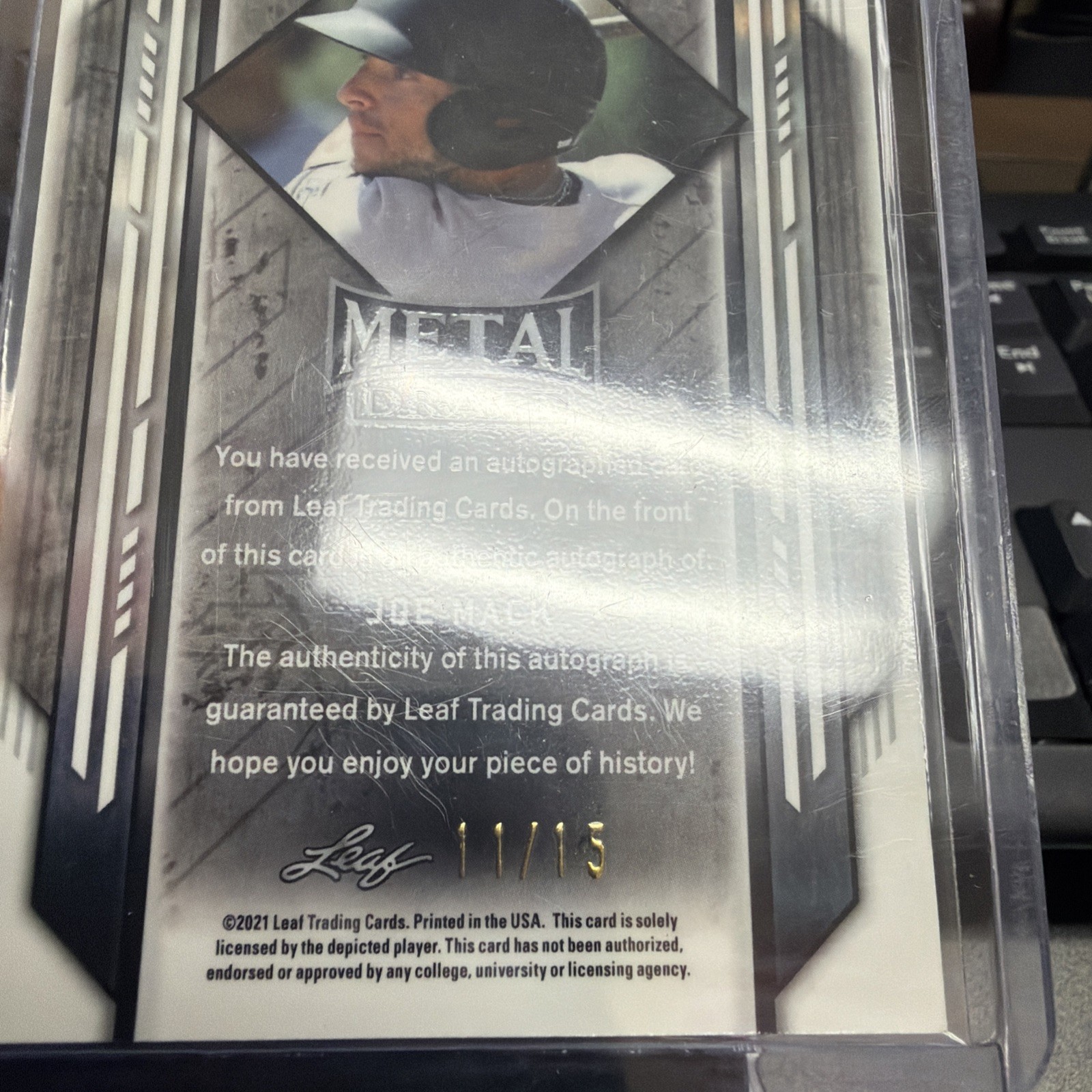 2021 Leaf Metal Draft – Joe Mack #BA-JM1 Black Rainbow 11/15 (AU, RC)