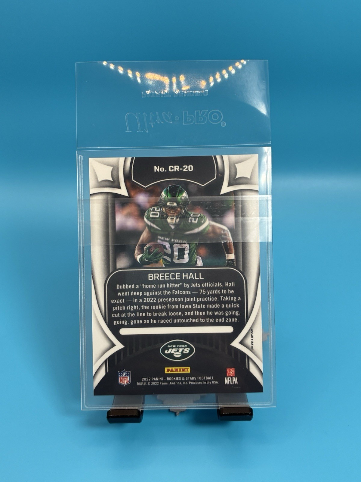 2022 Panini Rookies & Stars Breece Hall #CR-20 Crusade Green Prizm /5 RC Jets