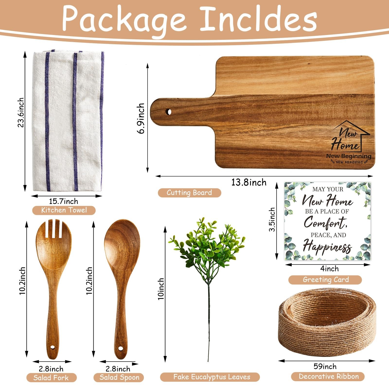 7Pcs Housewarming Gifts 13.78 x 6.89 inches, Light Brown, Multi-colored