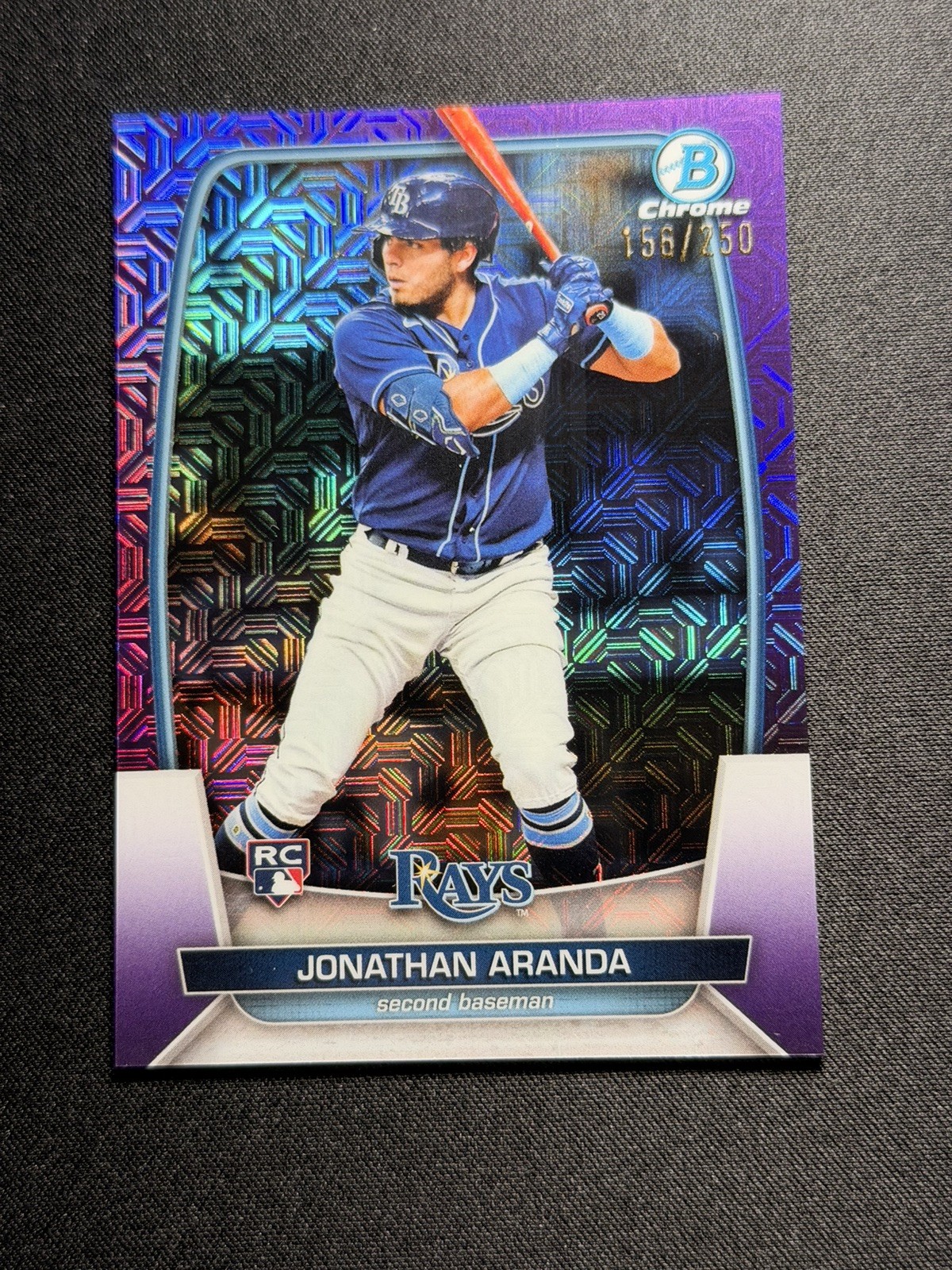 2023 Bowman Mega Box Chrome Purple Mojo Refractor Jonathan Aranda Rookie RC 06l3
