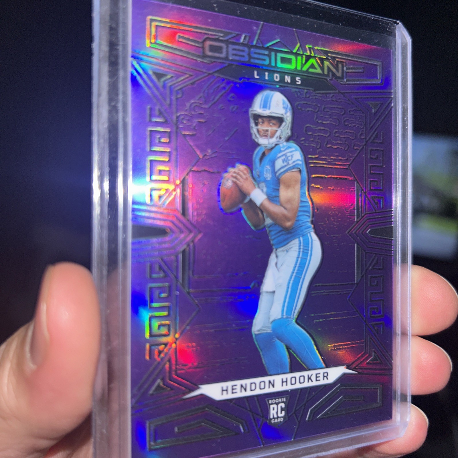 HENDON HOOKER 2023 OBSIDIAN ROOKIE PURPLE FLOOD FOTL LIONS RC /13 Q3286