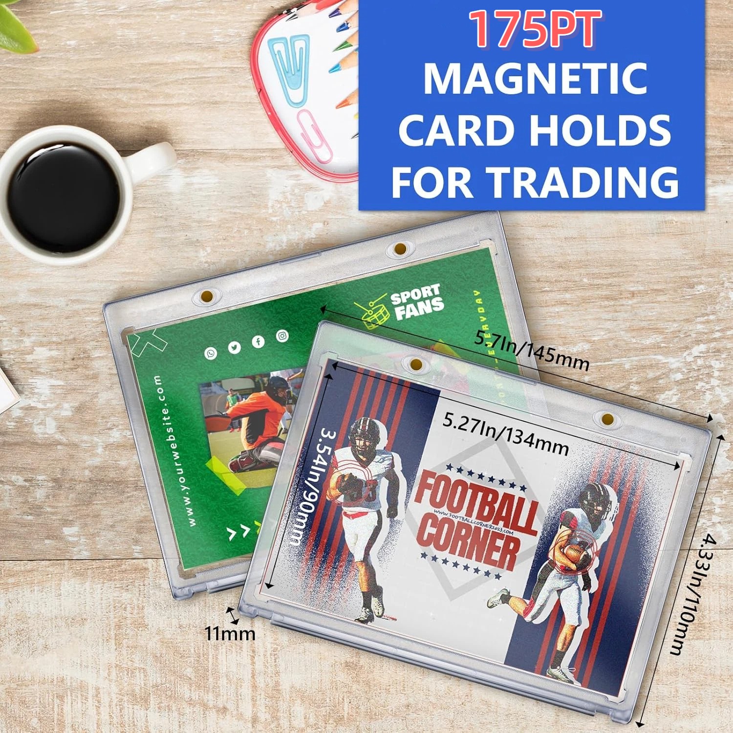 5 Pack 175pt Vertical Booklet Magnetic Card Holder, Acrylic One Touch Card Case