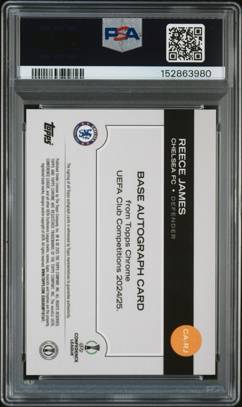 Reece James | AUTO | 2025-25 Topps Chrome #CA-RJ | Orange /25 | Chelsea |England
