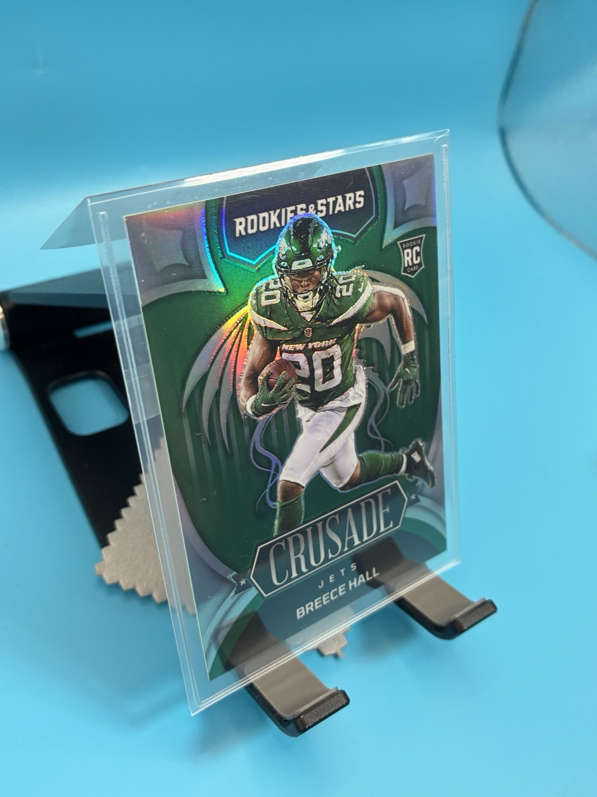 2022 Panini Rookies & Stars Breece Hall #CR-20 Crusade Green Prizm /5 RC Jets