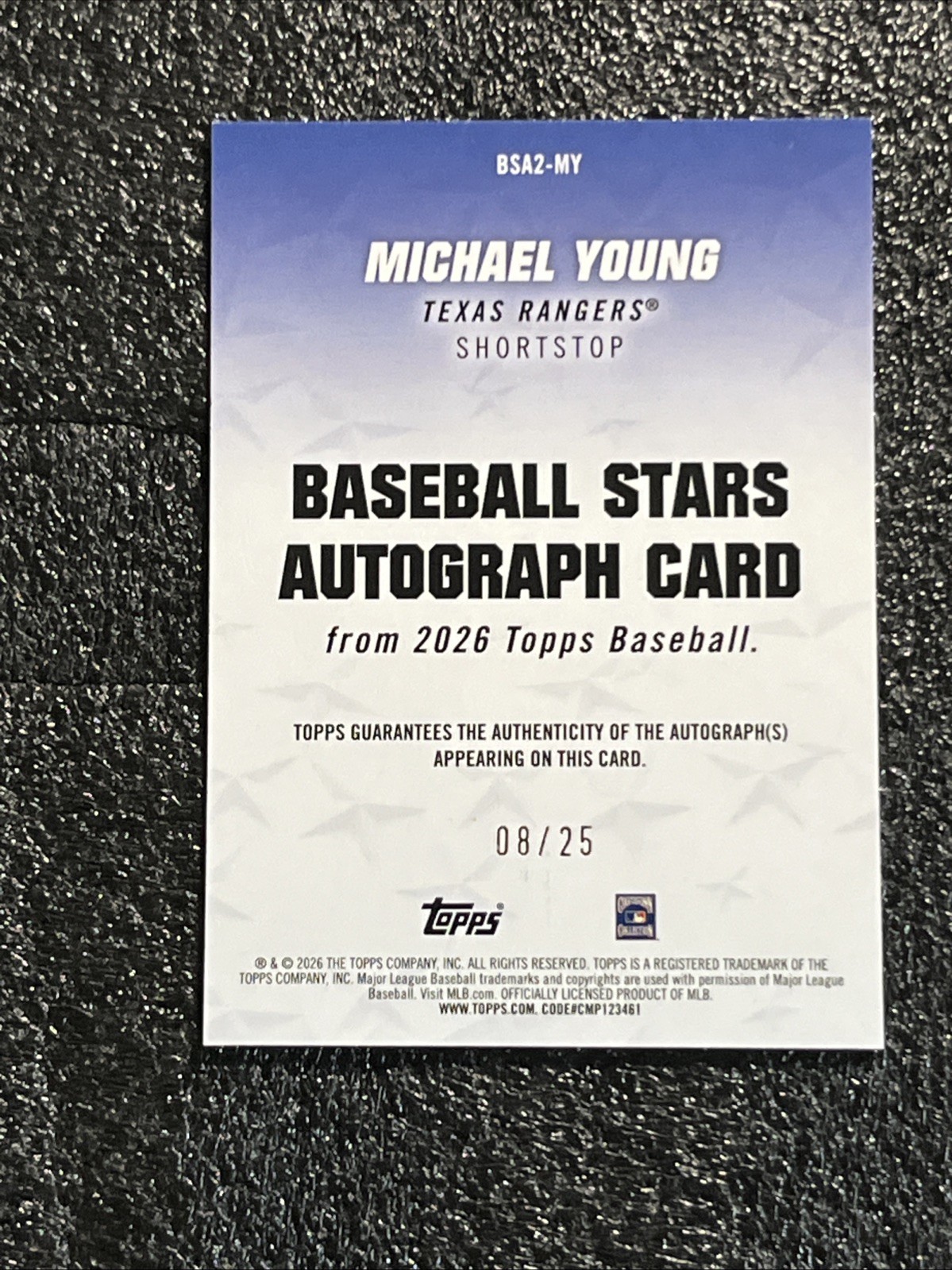 Topps 2026 Baseball Michael Young Baseball Stars Auto /25 #BSA2-MY Rangers