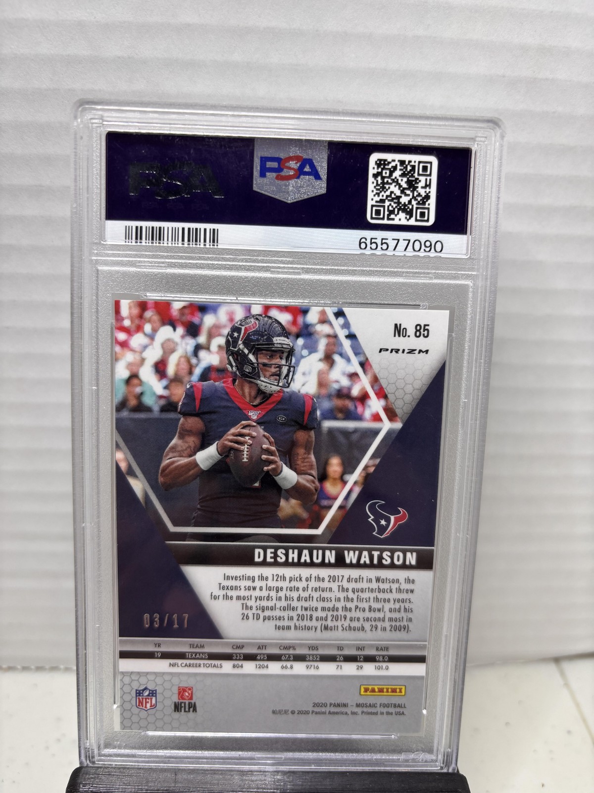 2020 Panini Mosaic #85 Deshaun Watson Gold Mosaic /17 PSA 10