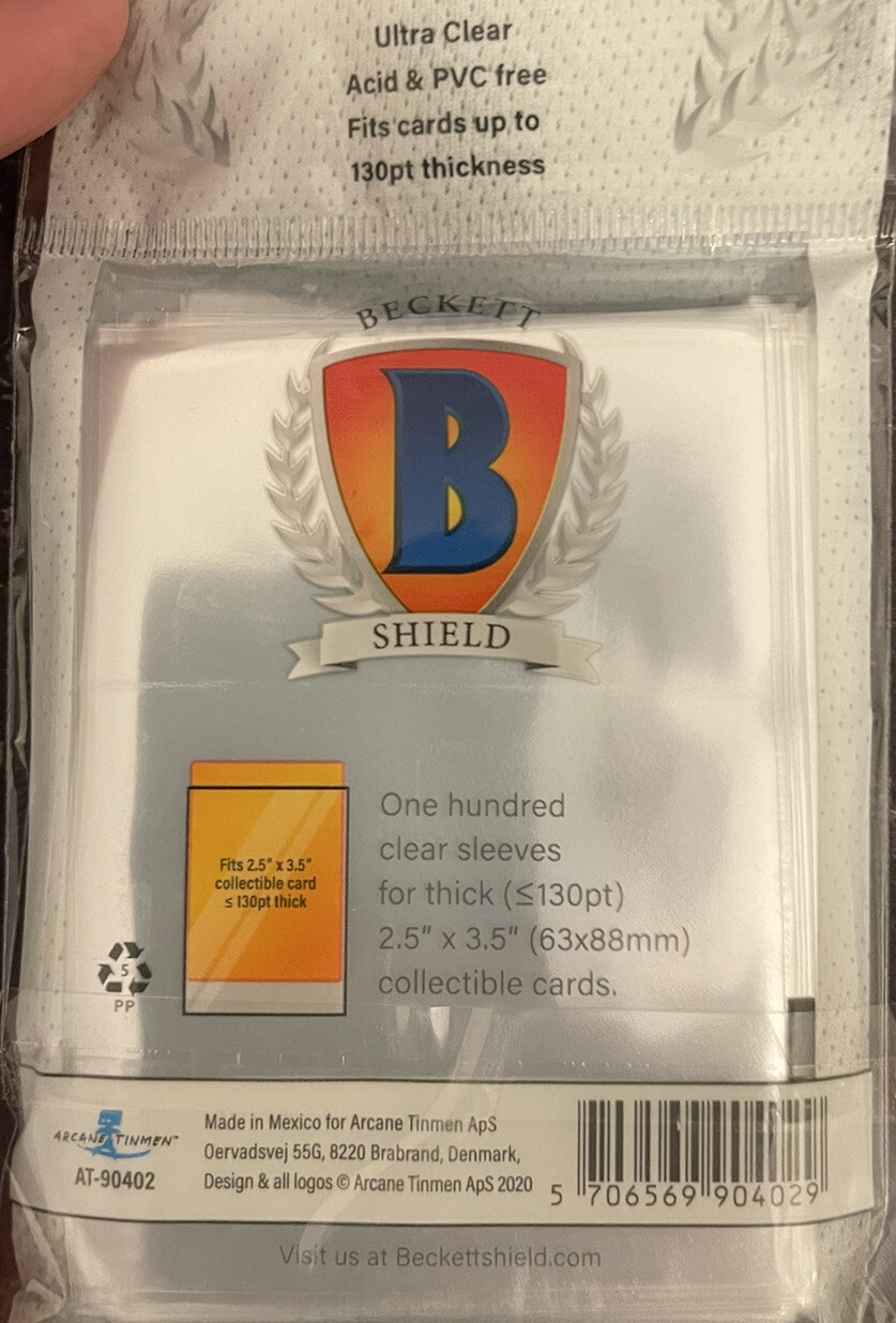 300 Count-Beckett Shield Semi-Rigid 130pt. Storage Sleeves Card, Standard Size