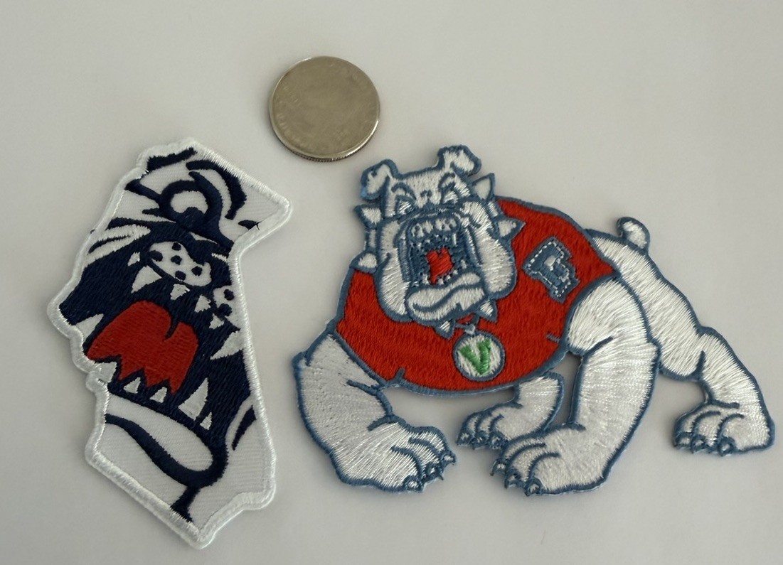 2- Brand New Bulldogs Embroidered Iron On Patches. 4”x 3” & 3”x 2” Awesome!
