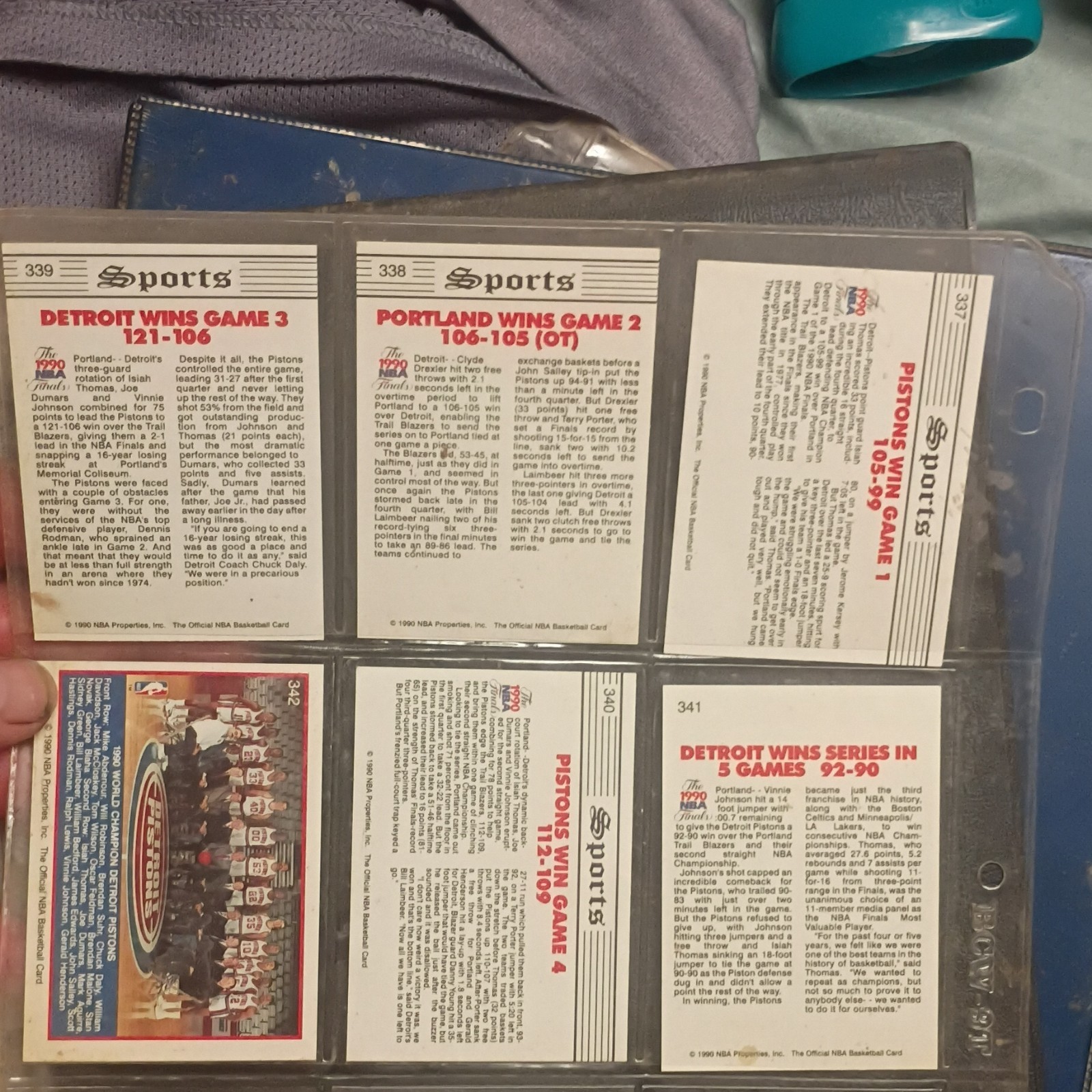 NBA Properties 1990 NBA Finals Hoops Tribune Pistons vs Blazers 6-Card Lot