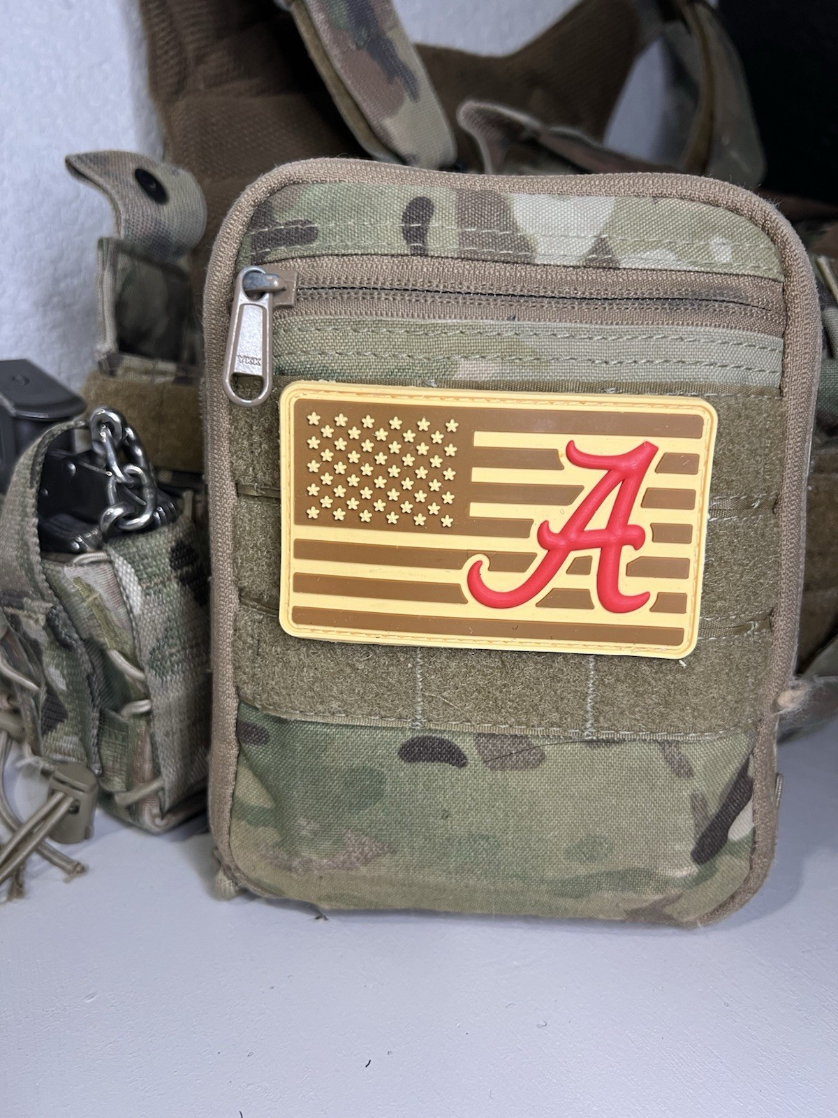 Military American Flag Alabama Crimson Tide Collage football PVC Patch Vlcr