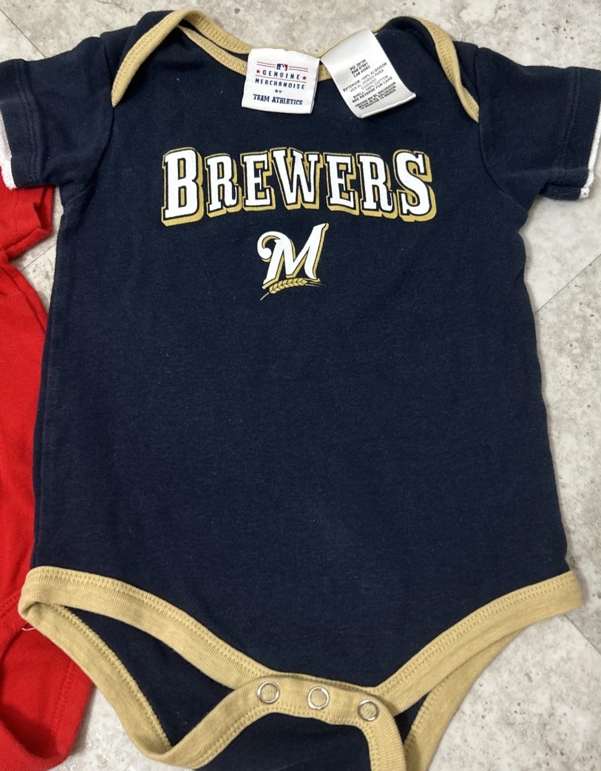 MLB Milwaukee Brewers Baby 1 Piece Romper Licensed Team Athletics + Super Cheesy