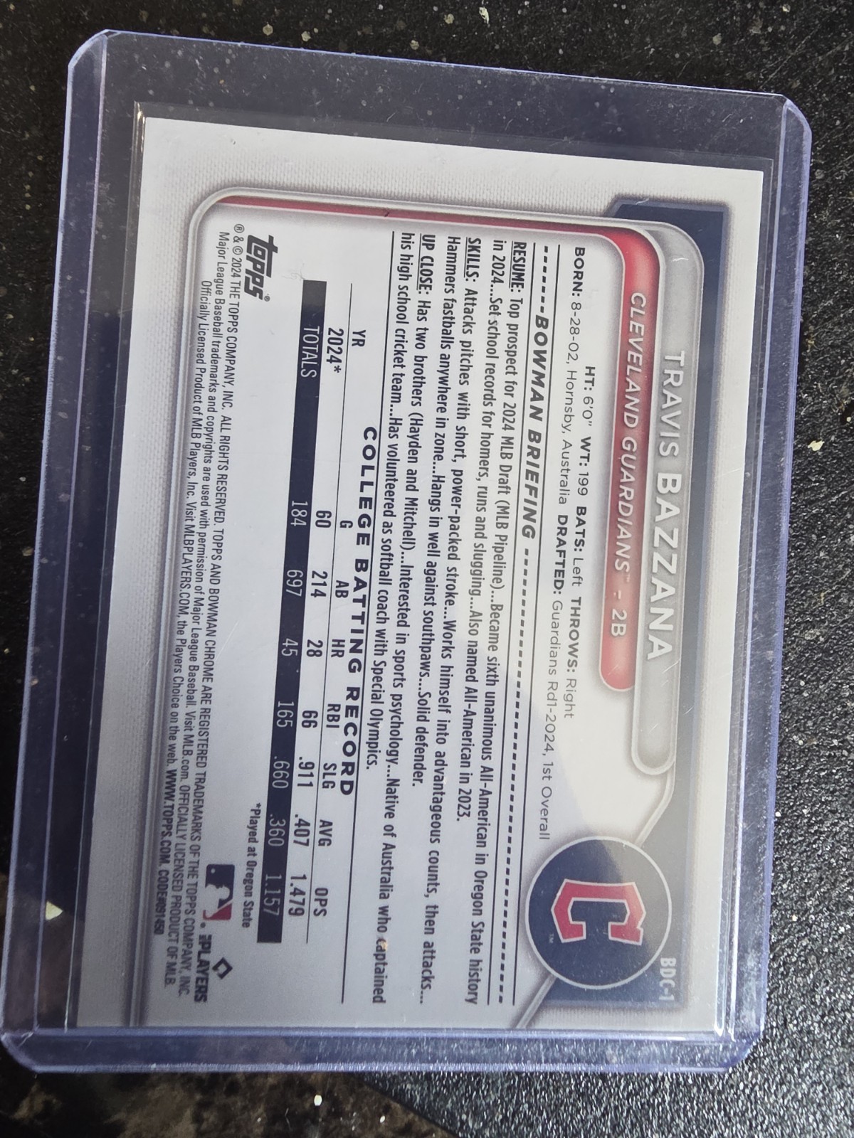 2024 Bowman Draft – Chrome Travis Bazzana #BDC-1 Sky Blue Refractor (RC)
