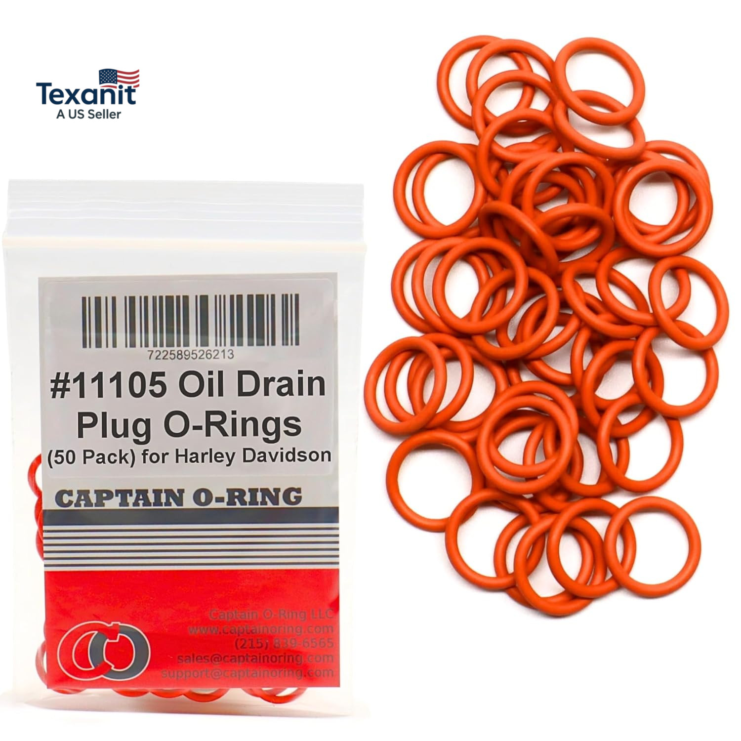 50 Pack – #11105 O-Ring Replacement for Harley Davidson Oil Drain Plug Oring (Or