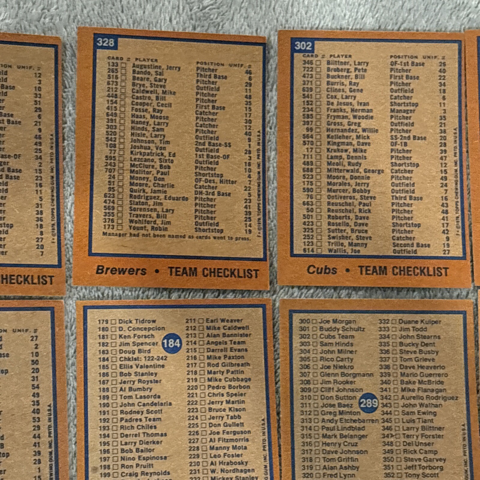 1978 Topps Baseball Card Singles #176-350 U Pick