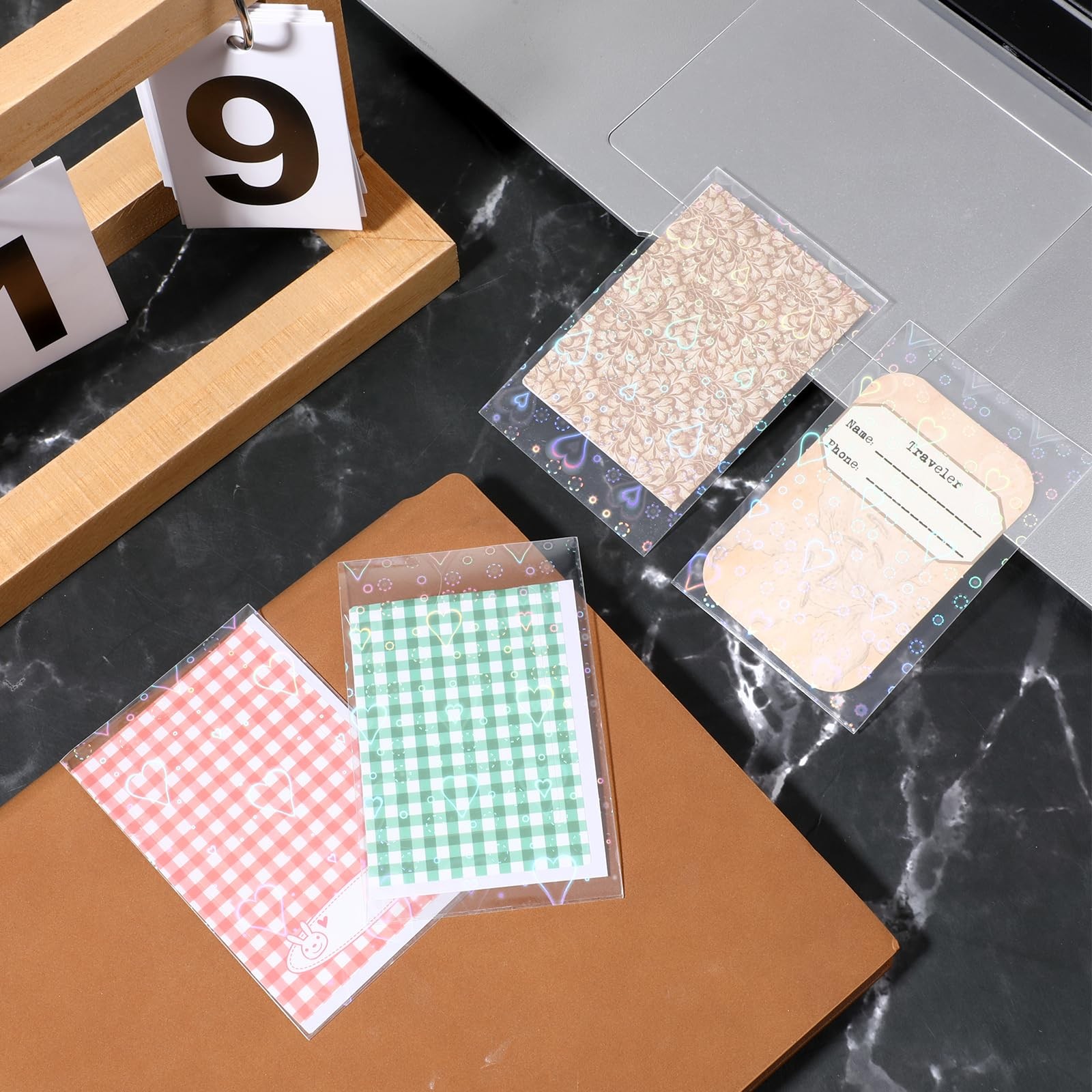 100 Pcs Photocard Sleeves Love HeartShape Laser Flashing Card Sleeves Trading…