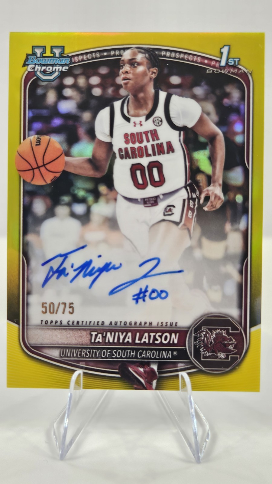 Ta’Niya Latson 2025-26 Bowman 1st Chrome Auto Yellow Border /75《Sharp》LA Sparks