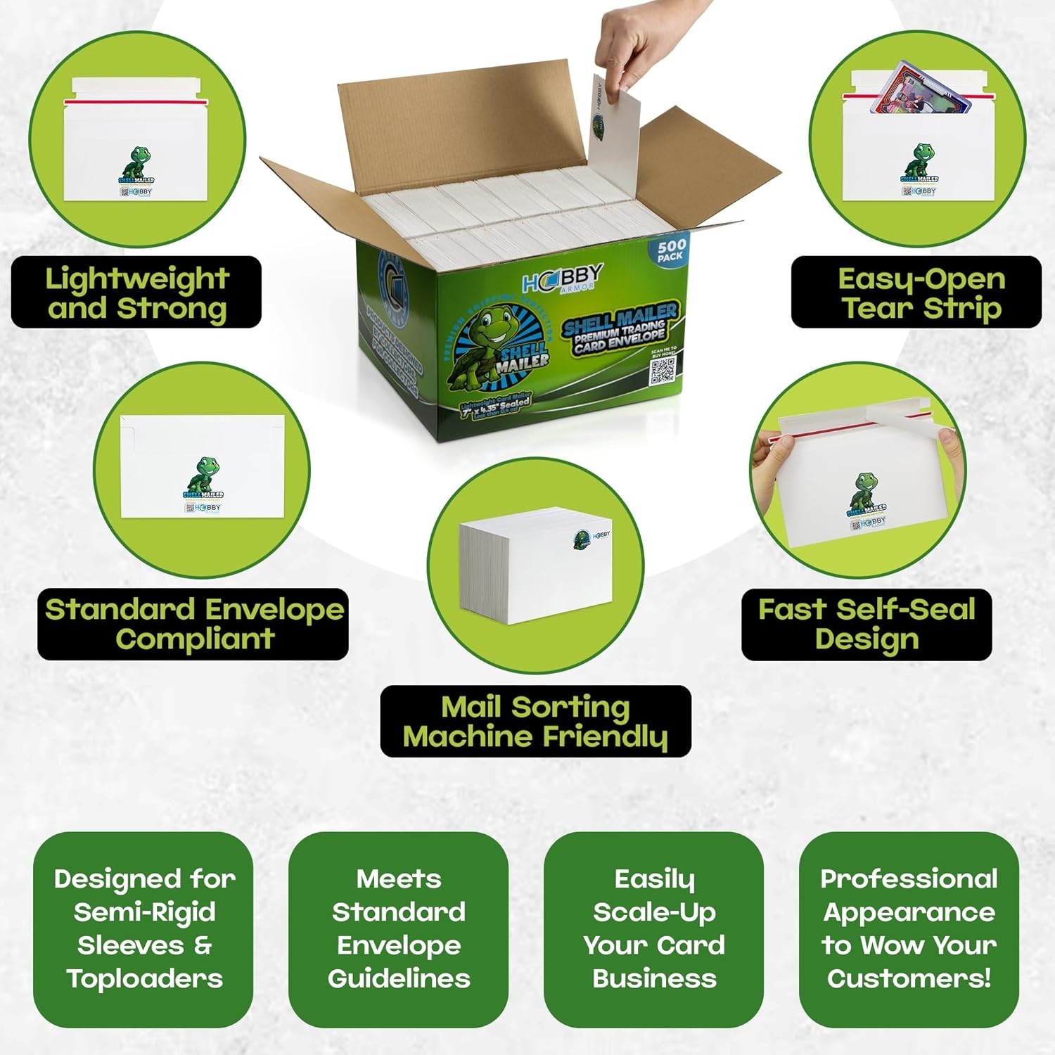 Upgrade Your Shipments! 500 Trading Card Mailers 7×4.35″ Self-Adhesive Protector