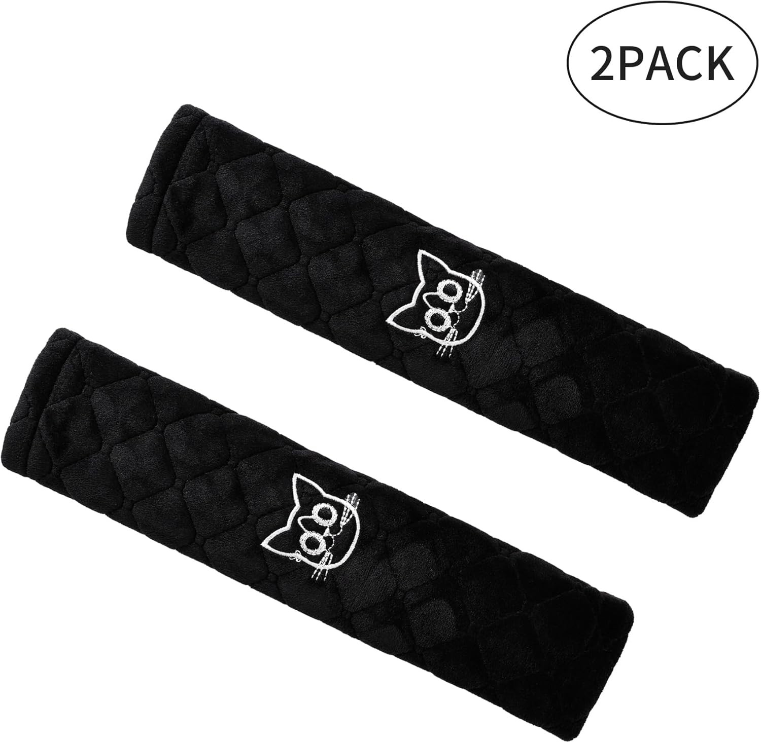 Amooca Soft Auto Seat Belt Cover Seatbelt Shoulder Pad Cushions 2 Black Cat
