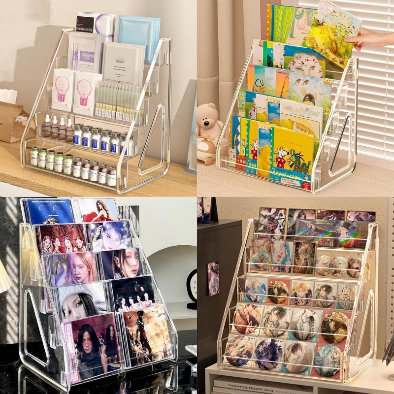 Card Display Stand 5-Tier Acrylic Organizer Clear Graded Card Shelf for Desk US