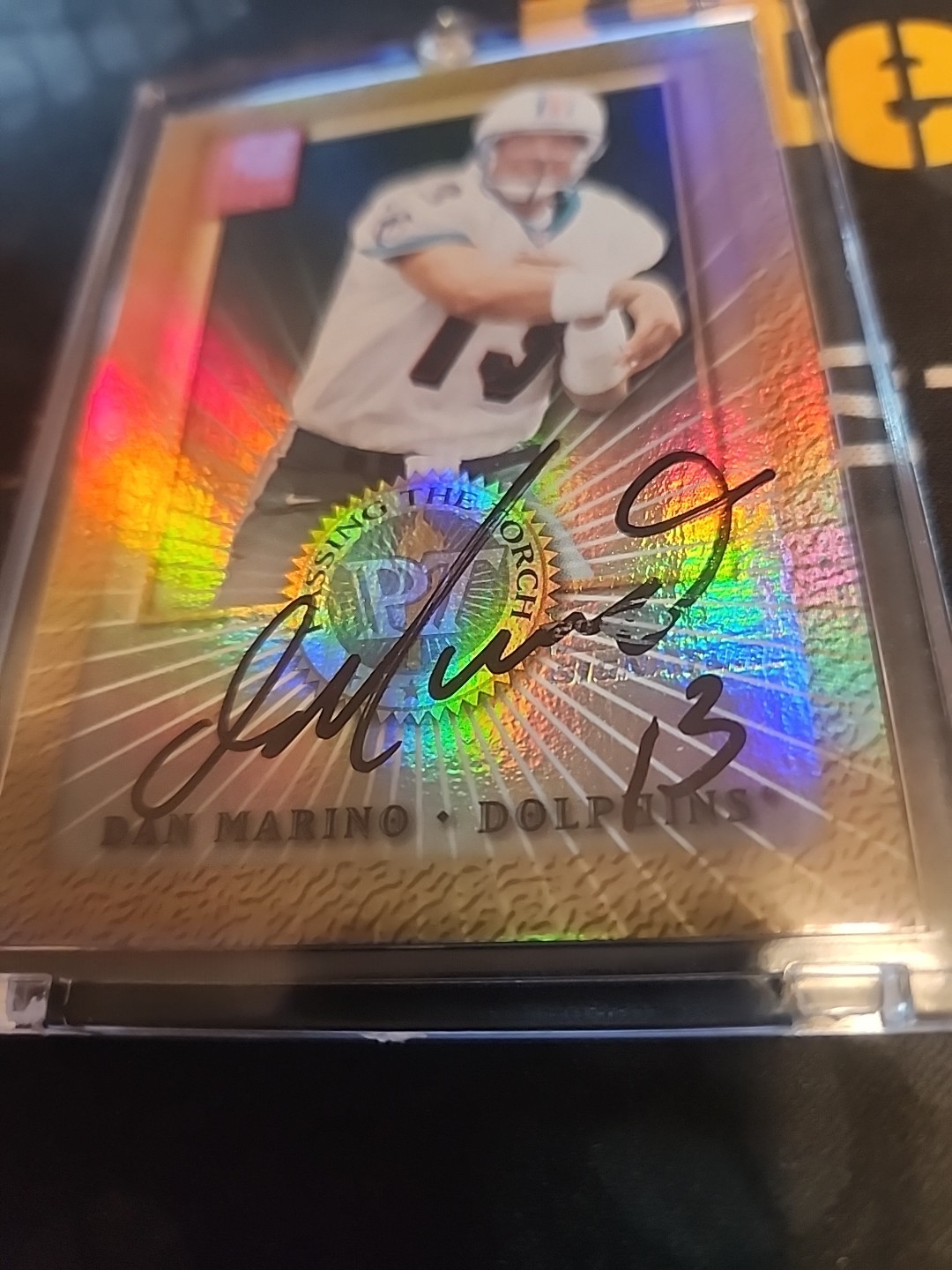 2000 DONRUSS ELITE PASSING THE TORCH DUAL AUTO DAN MARINO/KURT WARNER 40/500