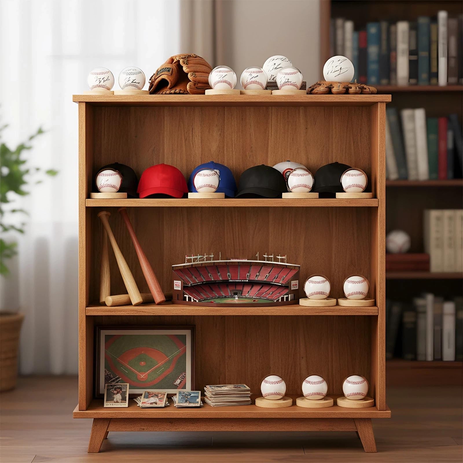 Tasdurian 4 Pack Baseball Display Cases with Wooden Base, Clear Plastic Ball …
