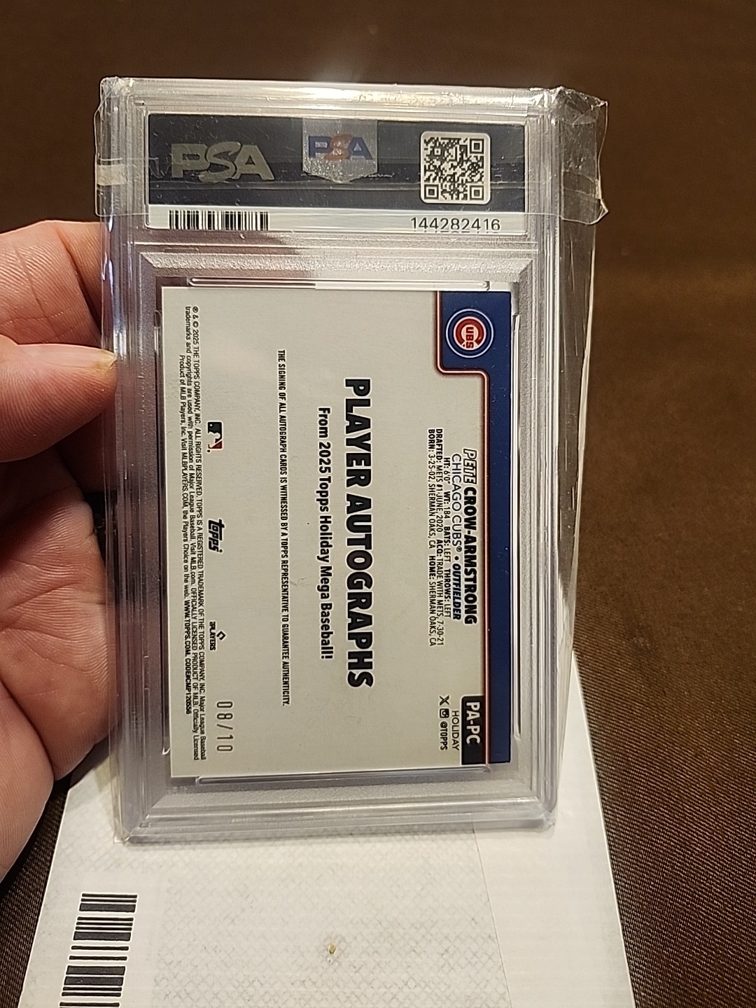 2025 Topps Holiday Mega Pete Crow Armstrong Player Auto Red Glitter SP 8/10 !