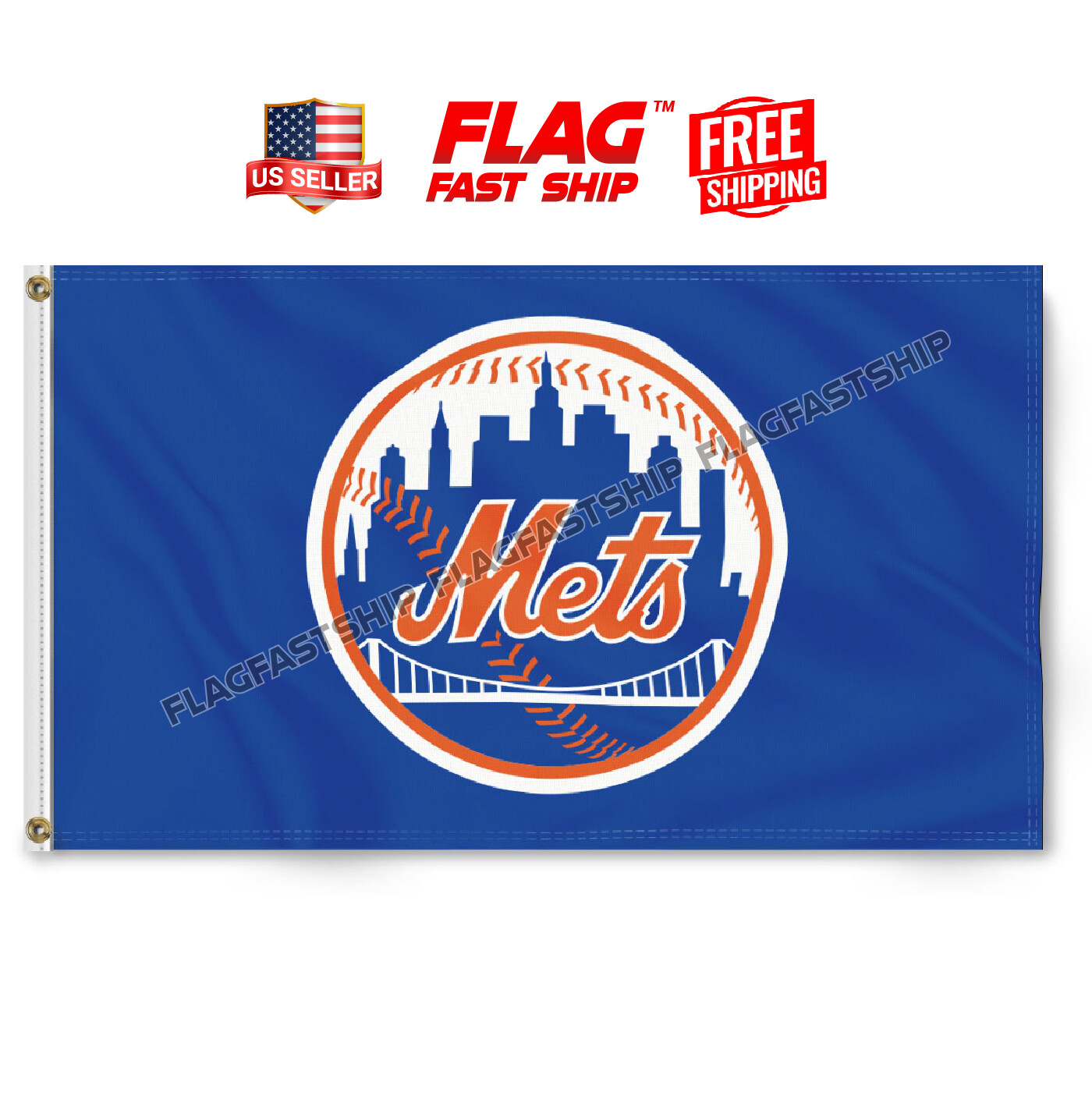 New York Mets Flag 3×5 FT Banner Logo Grommets Man Cave US Seller FREE Shipping