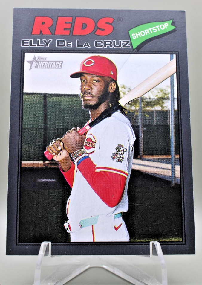 2026 Topps Heritage – Elly De La Cruz #70 Dark Gray Border Reds