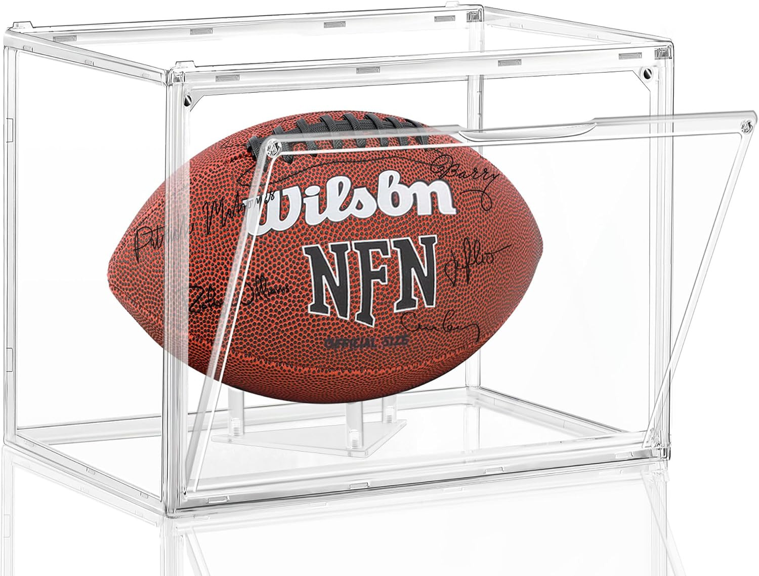 Football Display Case, Acrylic Clear Football Case Full Size with Magnetic Door